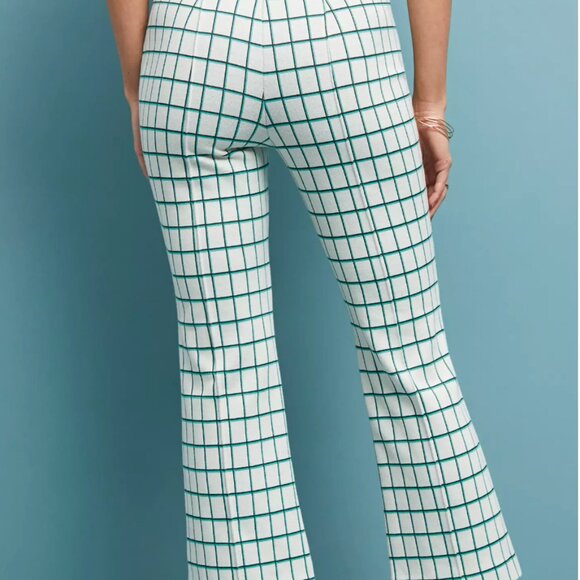 Anthropologie The Essential Crop Flare Pant Off White Black Green-XS - Picture 3 of 12